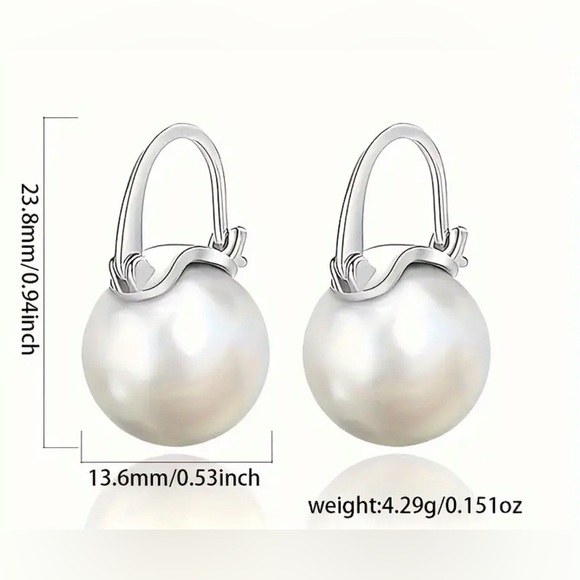 Pearl & Silver Huggies Earrings Hoops ✨✨💕 - Picture 1 of 3